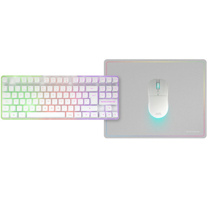 Mars Gaming MCPWTKL Pack Gaming Inalámbrico Blanco (Teclado TKL, Ratón y Alfombrilla) Mars Gaming MCPWTKL Pack Gaming Inalámbrico Blanco (Teclado TKL, Ratón y Alfombrilla)